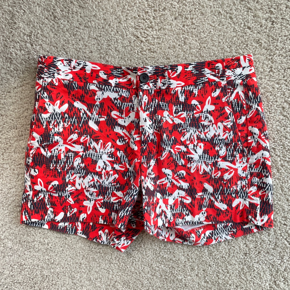 Banana Republic Factory Tropical Orange White Black Mid High Rise Shorts Size 0